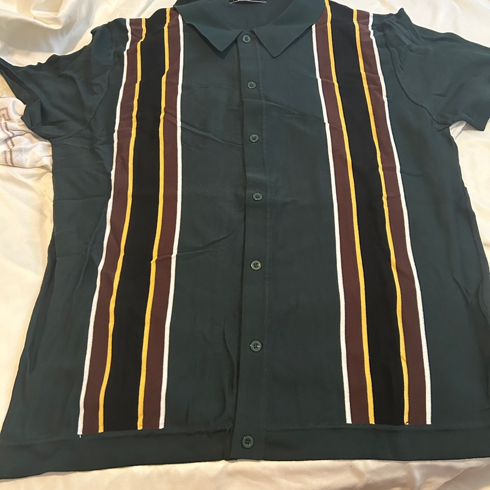 Men's Green Striped Shirt